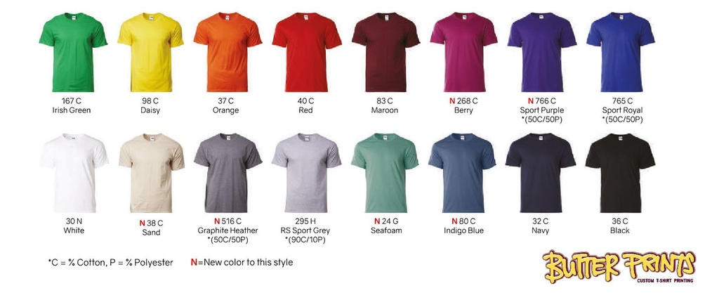 100% Cotton Tees (Gildan Hammer HA00) - 210 gsm