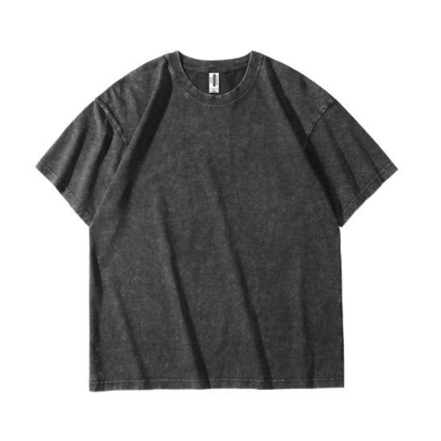 Vintage Snowflake Washed Tee Thick Cotton Tees (AG2316) - 205 gsm (Black 036, S)